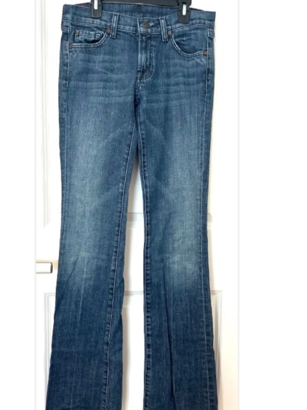 7 For All Mankind Women’s Bootcut Jeans Size 27 Regular Blue Solid Denim